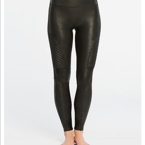 Spanx Faux-Leather Moto Leggings.